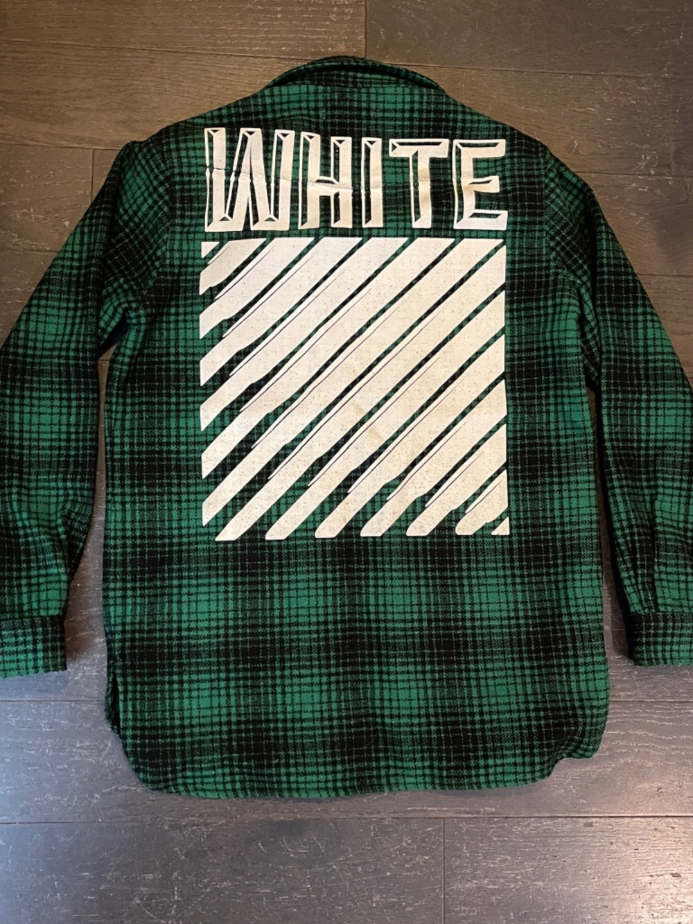 Off-White Diagonal Check Green Plaid Flannel Shirt Overshirt Medium Virgil Abloh